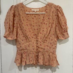 LoveShackFancy Pink Ruffle Blouse